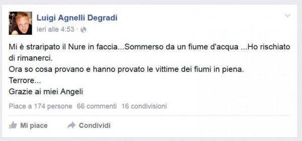 Post di Luigi Agnelli prima di morire